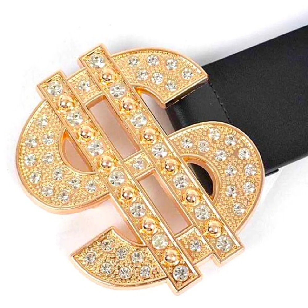 🎊Host Pick 🎉 Black Leather Crystal Dollar Sign Statement Belt - Picture 6 of 6